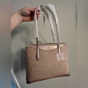 Kate Spade Shimmy Tote Rose Gold Glitter New With Tags never worn